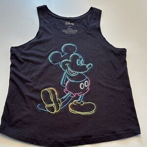 Disney Black Tank Top with Neon Mickey Design